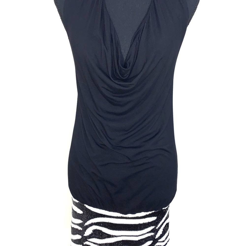 Bebe Zebra Print Sequence Backless Halter For Wom… - image 3